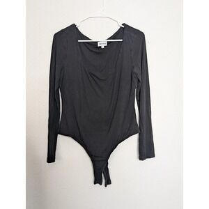 Superdown Al Bodysuit Black  Square Neck Long Sleeves Size XL‎ Basic Casual